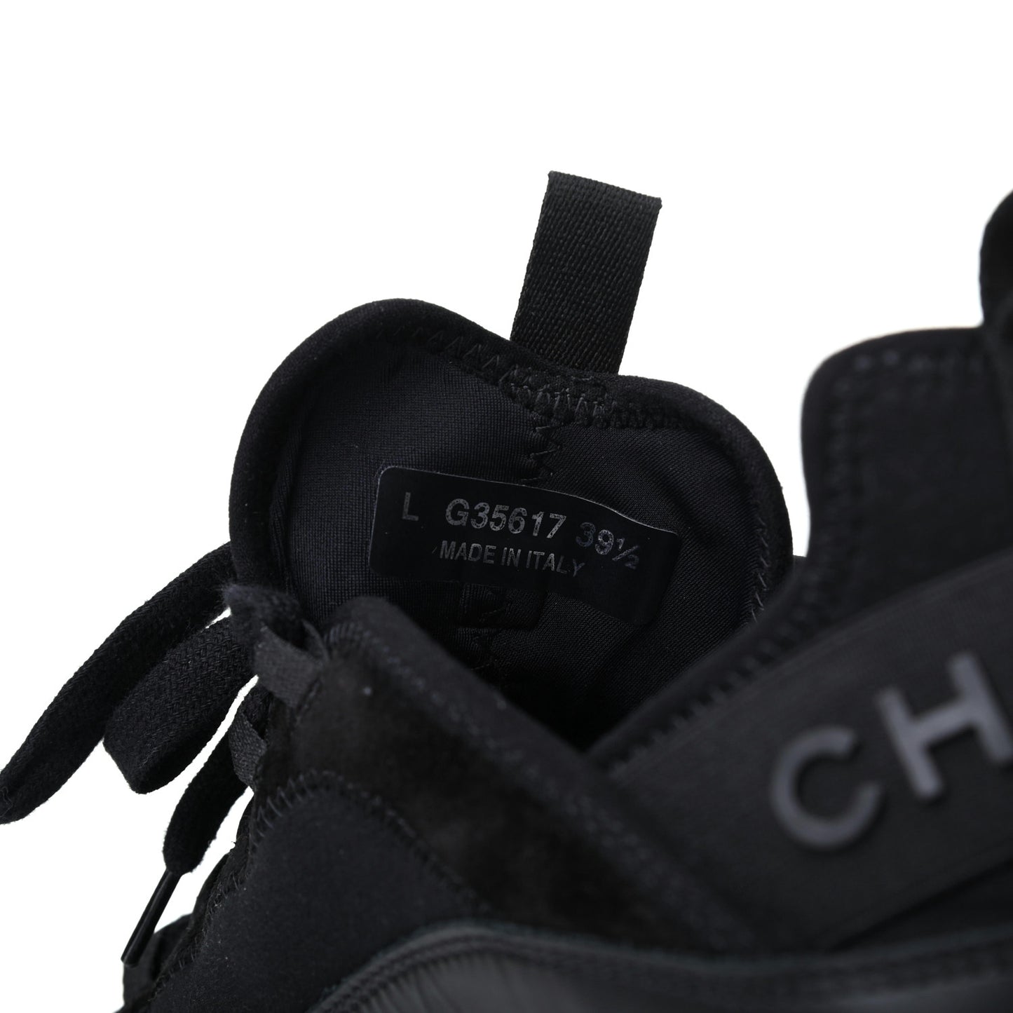 Velvet Calfskin Mixed Fibers CC Sneakers 39.5 Black
