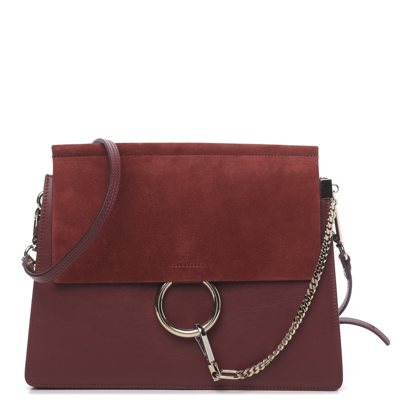 Calfskin Suede Medium Faye Shoulder Bag Plum Purple