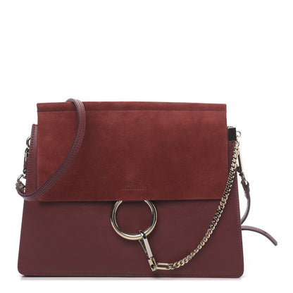 Chloe Calfskin Suede Medium Faye Shoulder Bag Plum Purple 1 of 10