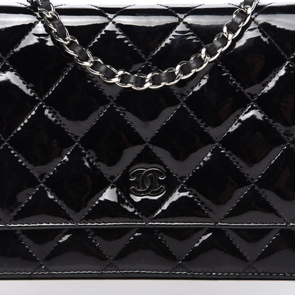 Chanel Patent Quilted Wallet On Chain WOC Black 11 of 11