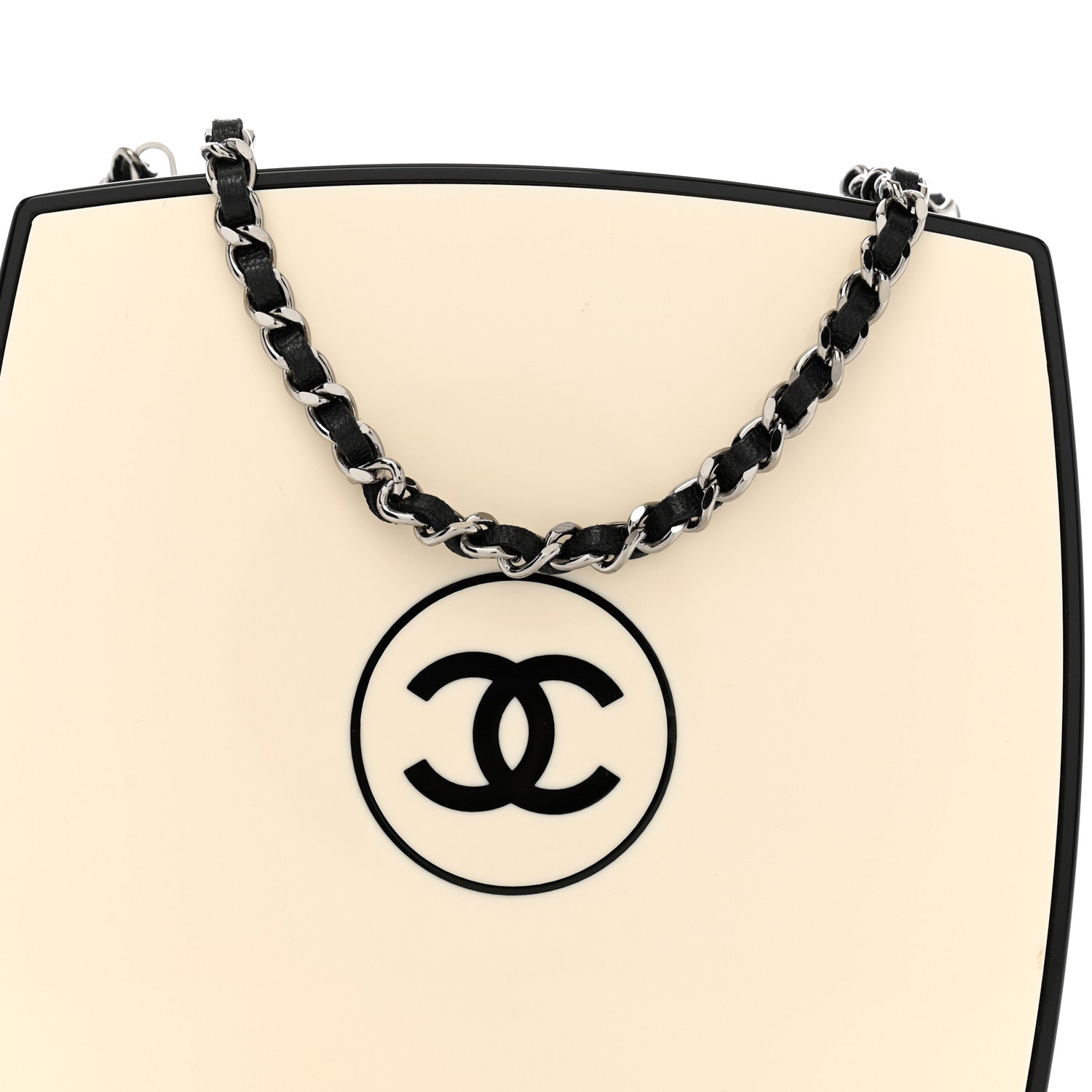 Chanel Plexiglass Compact Box Clutch Black Ivory 8 of 11