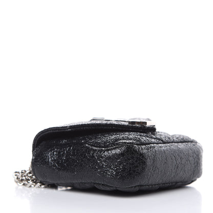 Saint Laurent Metallic Crackled Calfskin Chevron Monogram Micro Crossbody Bag Black 4 of 9