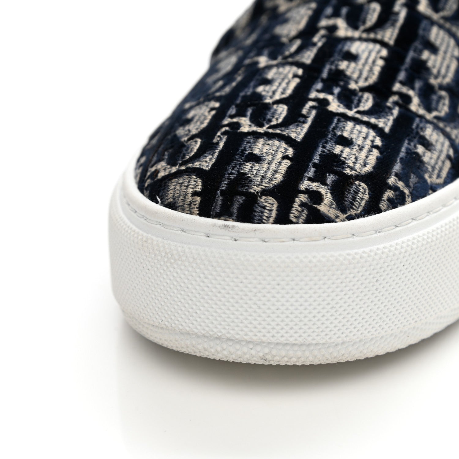 Christian Dior Velvet Oblique Solar Womens Slip On Sneakers 37.5 Deep Blue 9 of 10