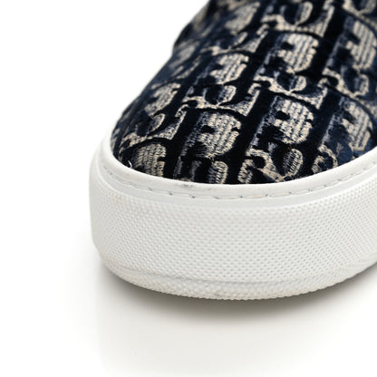 Christian Dior Velvet Oblique Solar Womens Slip On Sneakers 37.5 Deep Blue 9 of 10