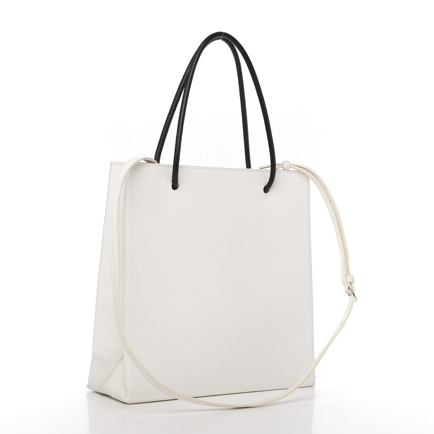 Calfskin Small Logo North South Shopping Tote White