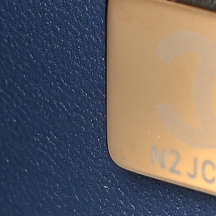 Printed Denim Quilted Mini Rectangular Flap Dark Blue