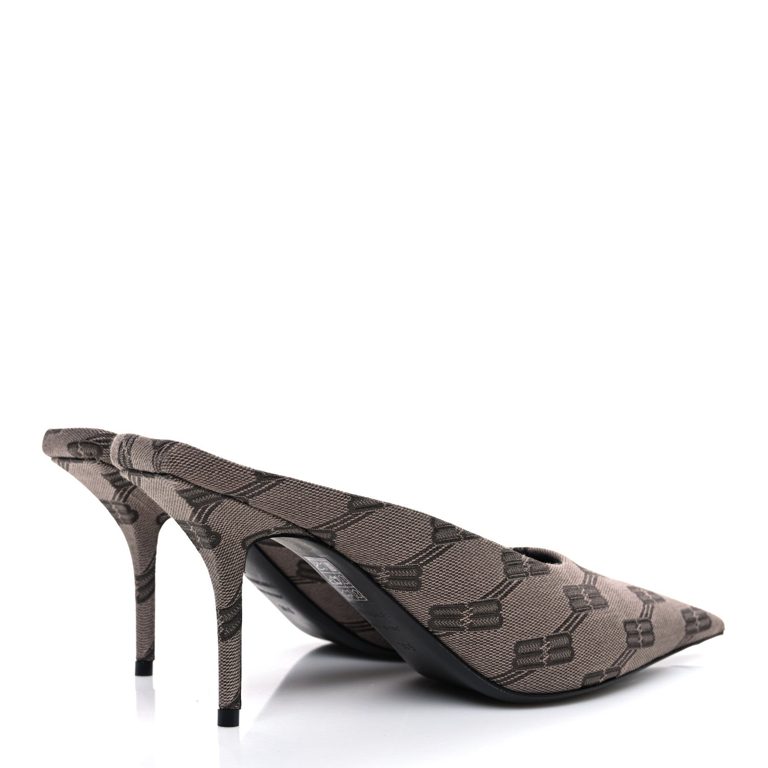 Balenciaga BB Monogram Square Knife 80mm Mule Pumps 38.5 Dark Mink Grey Dark Brown 5 of 12
