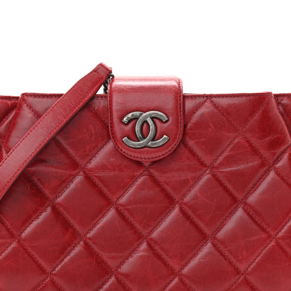 Chanel Aged Calfskin Quilted Zip Clutch Dark Red 8 of 13