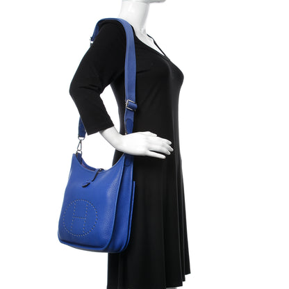 Hermes Taurillon Clemence Evelyne III PM Bleu Electrique 2 of 16