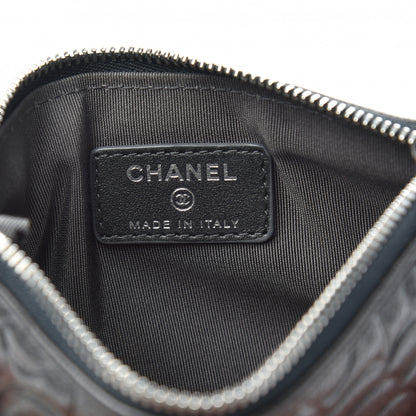 Chanel Goatskin Camellia Embossed Cosmetic Pouch Anthracite 7 of 8