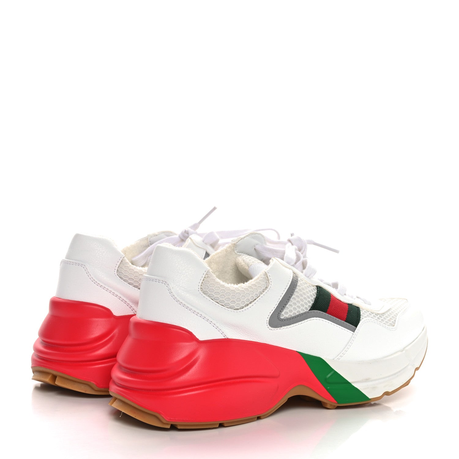 Gucci Lavaredo Eco Fabric Mesh Web Womens Rhyton Reflective Sneakers 37 Great White Water Rose Silver 5 of 9