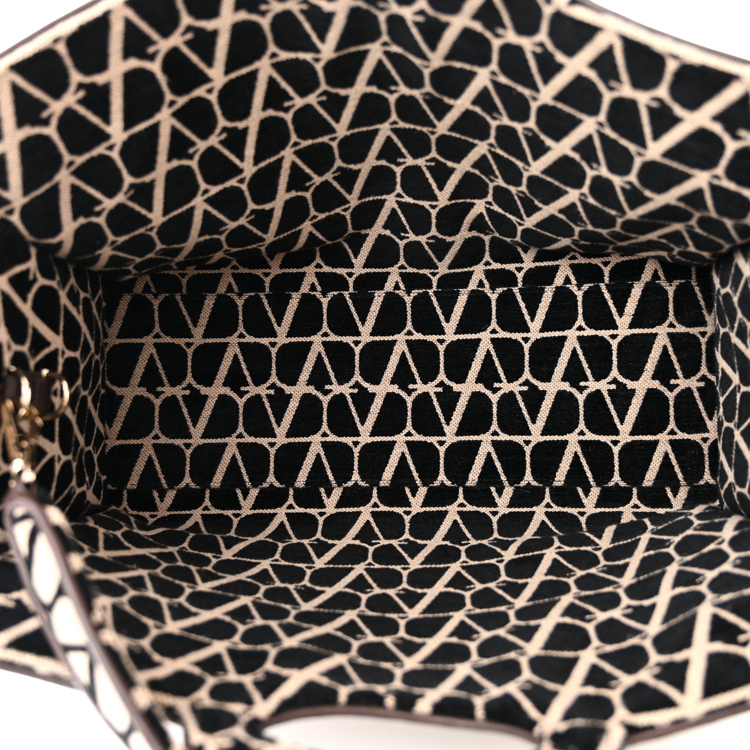 Valentino Garavani Toile Iconographe Goatskin Le Troisieme Shopping Bag Naturale Black Fondant 6 of 14