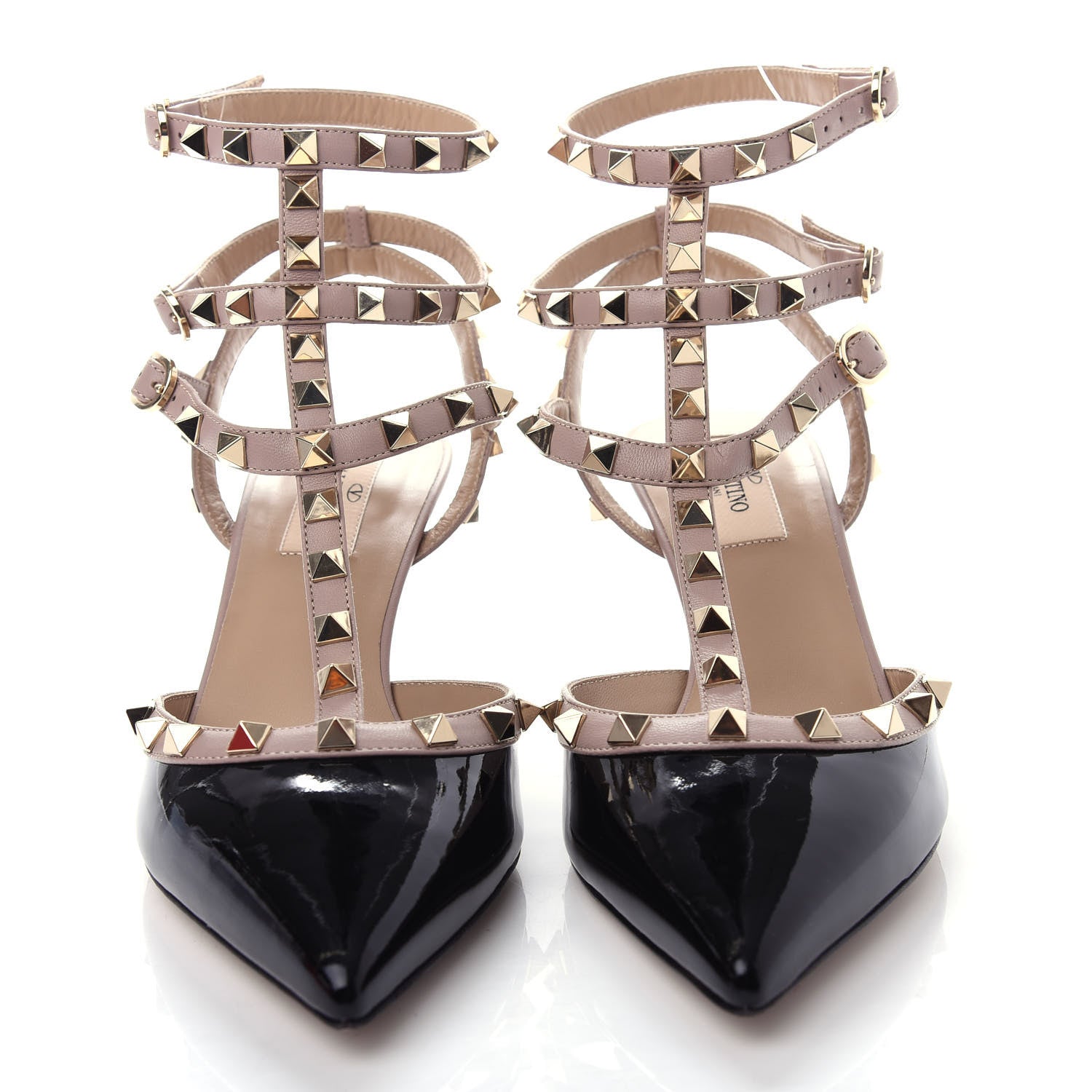 Valentino Garavani Patent Nappa Rockstud Ankle Strap 65mm Pumps 38.5 Black Poudre 5 of 11