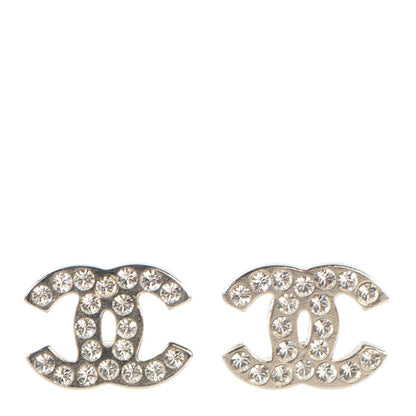 Chanel Crystal Timeless CC Earrings Silver 1 of 5