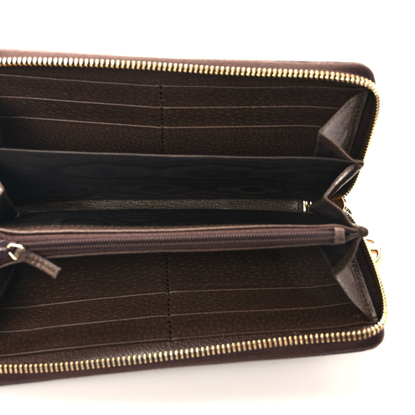 GG Supreme Monogram Web Ophidia Zip Around Wallet Brown