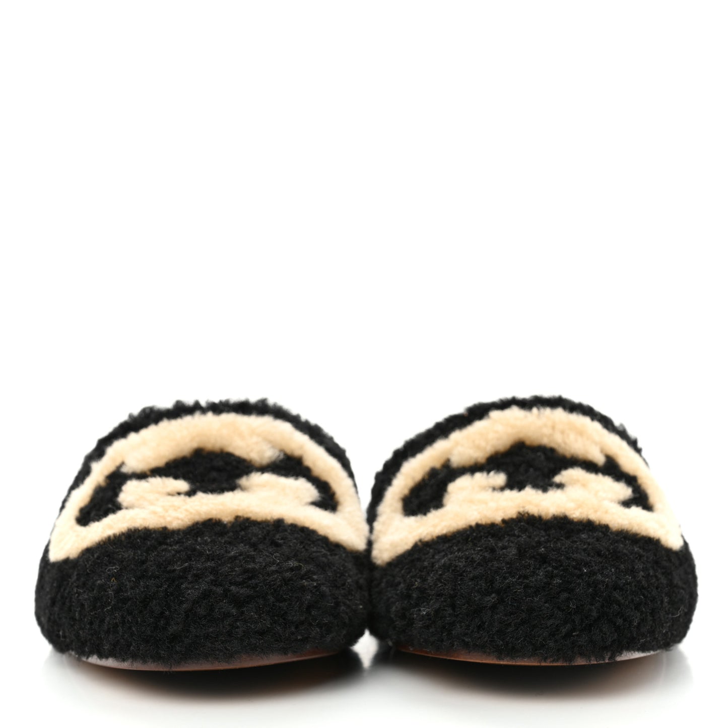 Shearling Interlocking G Womens Eileen Slippers 36 Black Butterscotch