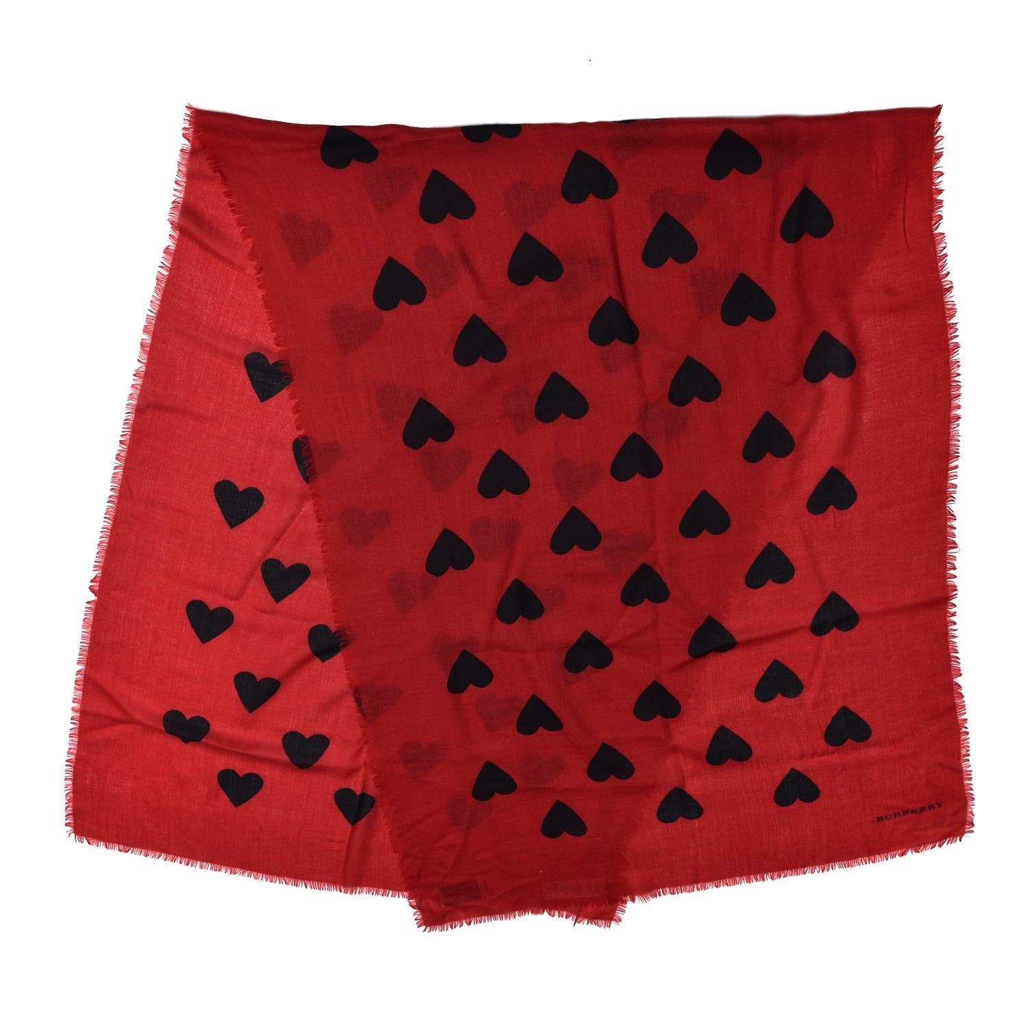 Burberry Cashmere Heart Print Scarf Red 3 of 6