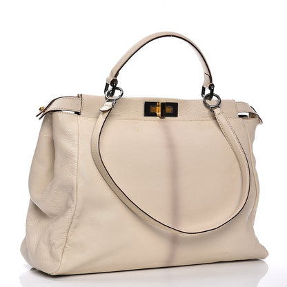 Fendi Goatskin Zucca Large Peekaboo Iconic Satchel Latte Tobacco Moro 5 of 24