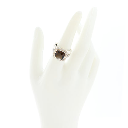 David Yurman Sterling Silver Smoky Quartz Diamond 11mm Albion Ring 54/7 2 of 6
