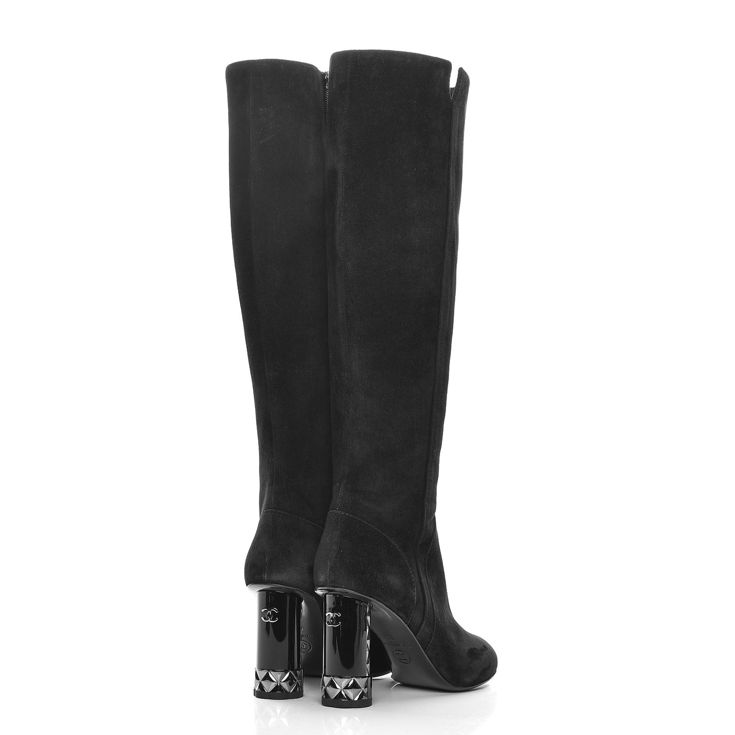 Suede Calfskin High Boots 37.5 Black