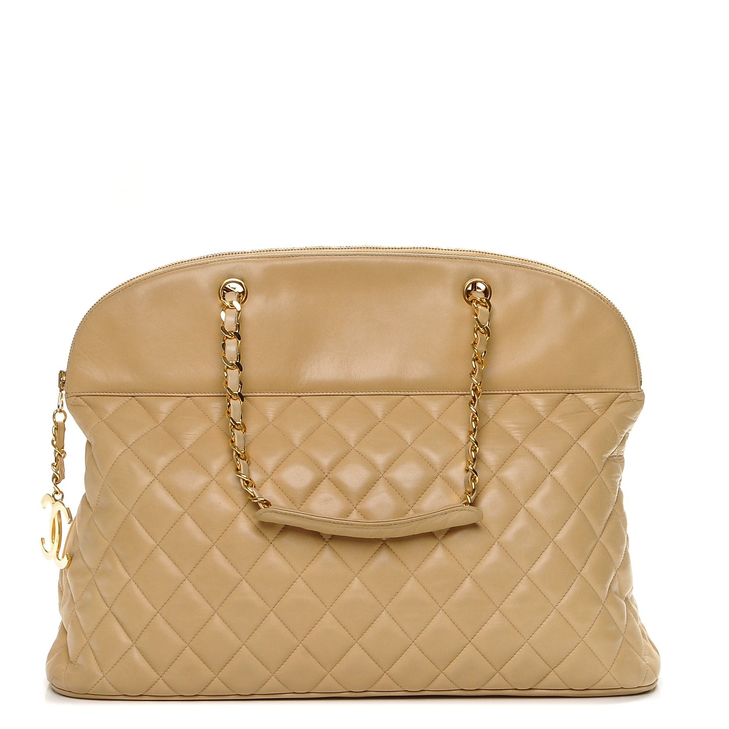 Lambskin Quilted Shoulder Bag Beige