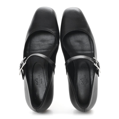 Hermes Goatskin Jane Ballet Flats 36.5 Black 2 of 10