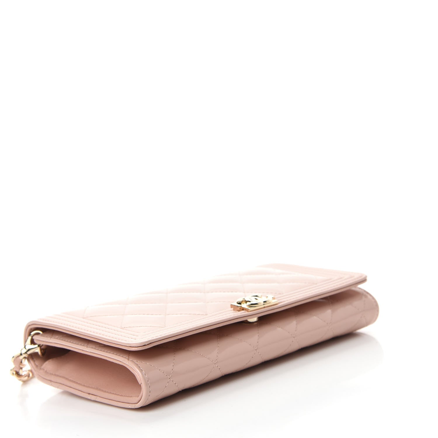 Chanel Iridescent Calfskin Quilted Boy Wallet on Removable Chain Light Pink 5 of 14