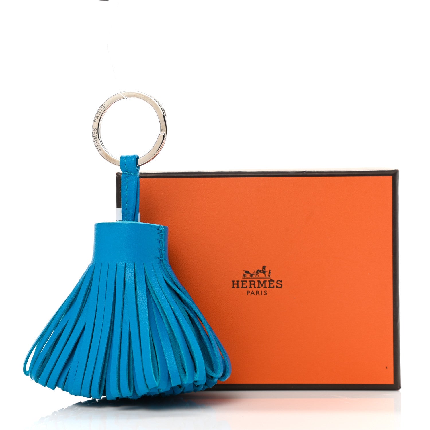 Hermes Lambskin Carmen Tassel Key Holder Bleu Zanzibar 5 of 5