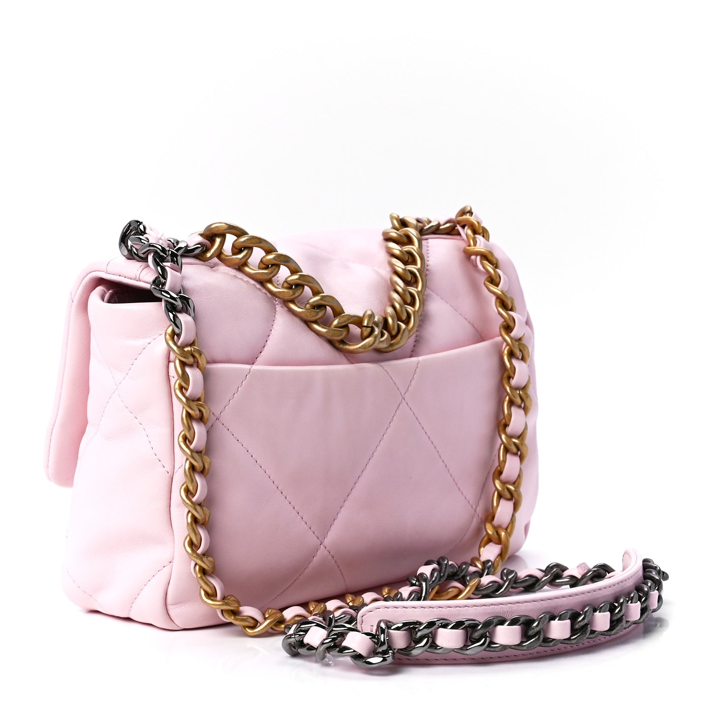 Lambskin Quilted Medium Chanel 19 Flap Light Pink