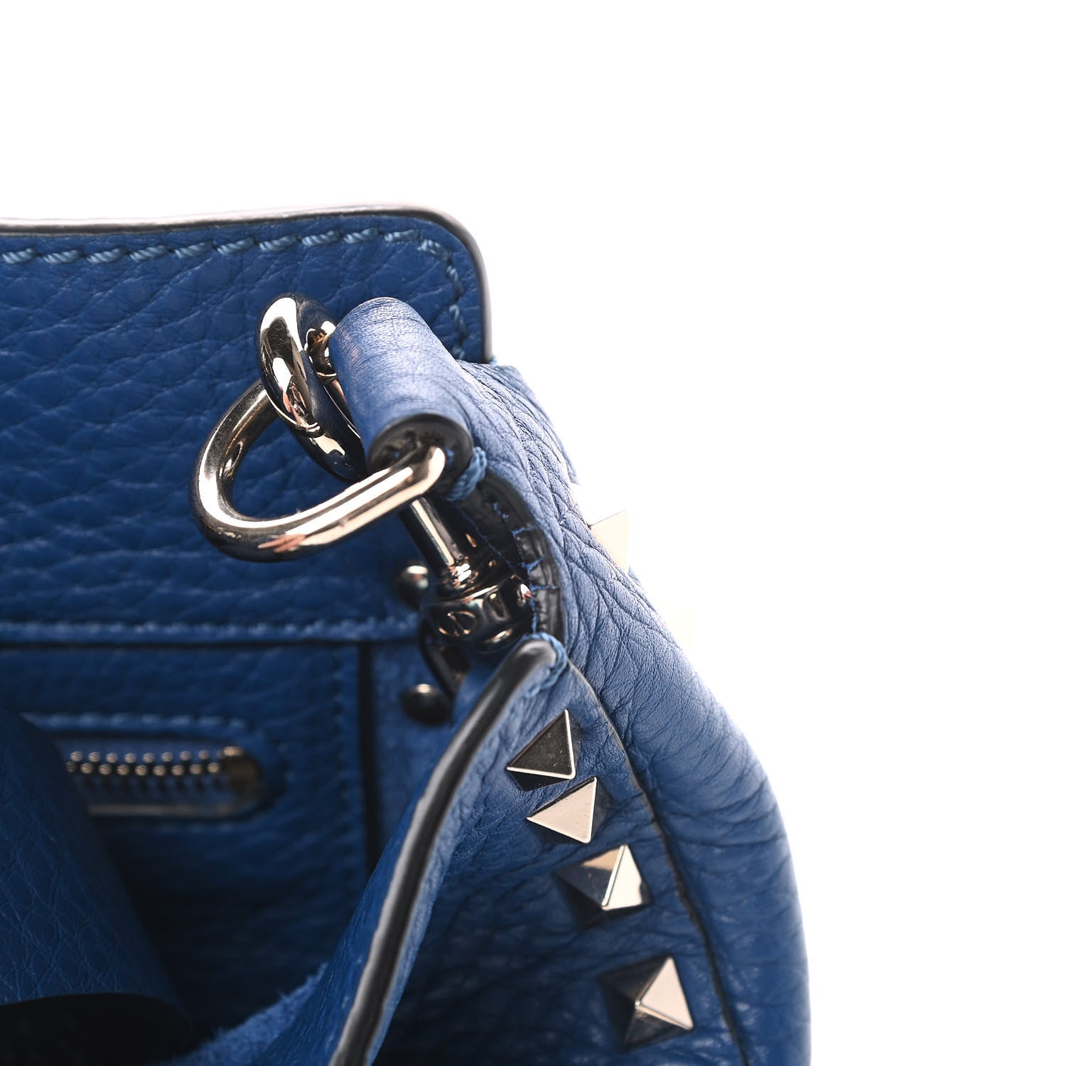 Valentino Garavani Pebbled Calfskin Mini Rockstud Flip-Lock Messenger Bag Blu Delft 9 of 10