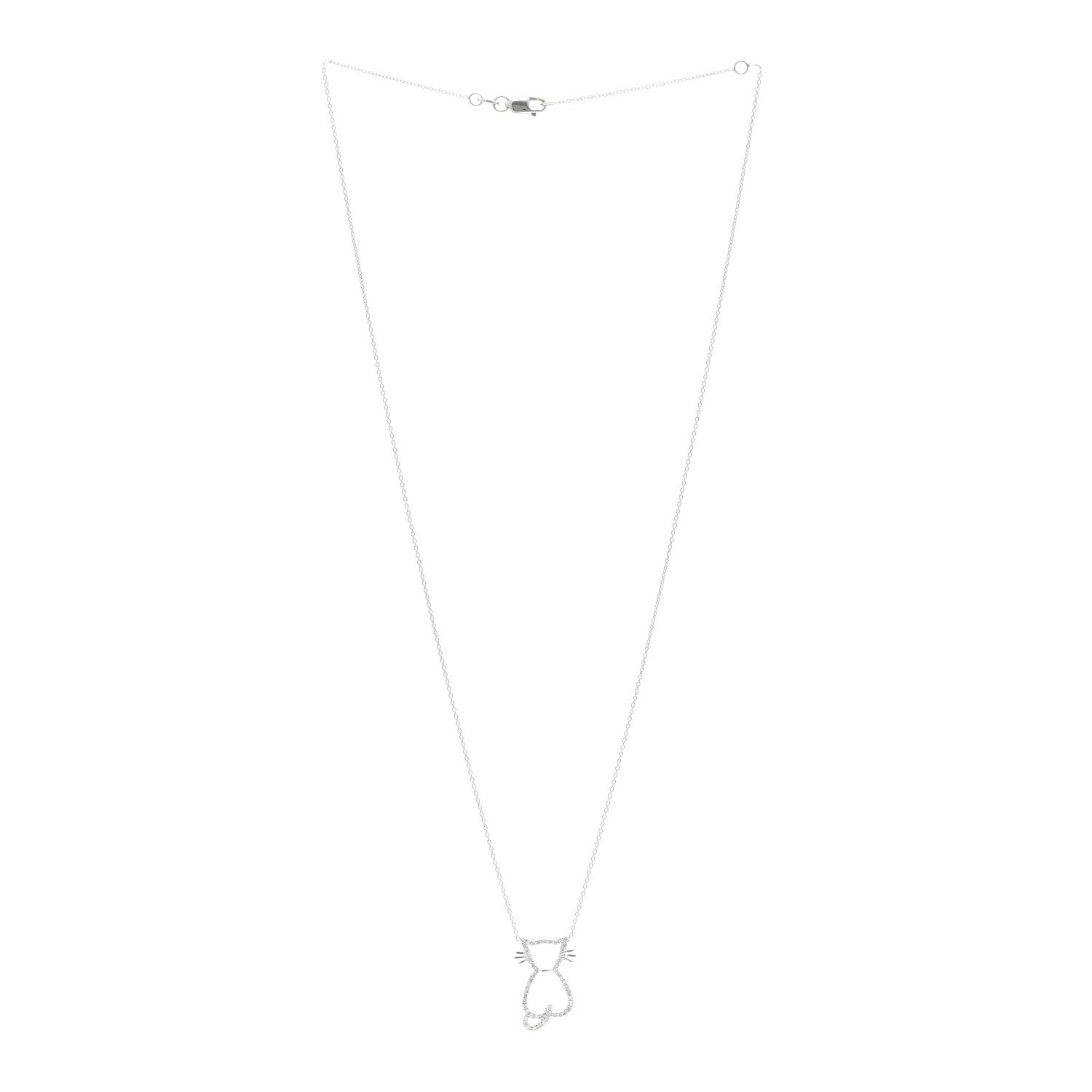 Roberto Coin 18K White Gold Diamond Cat Pendant Necklace 3 of 4