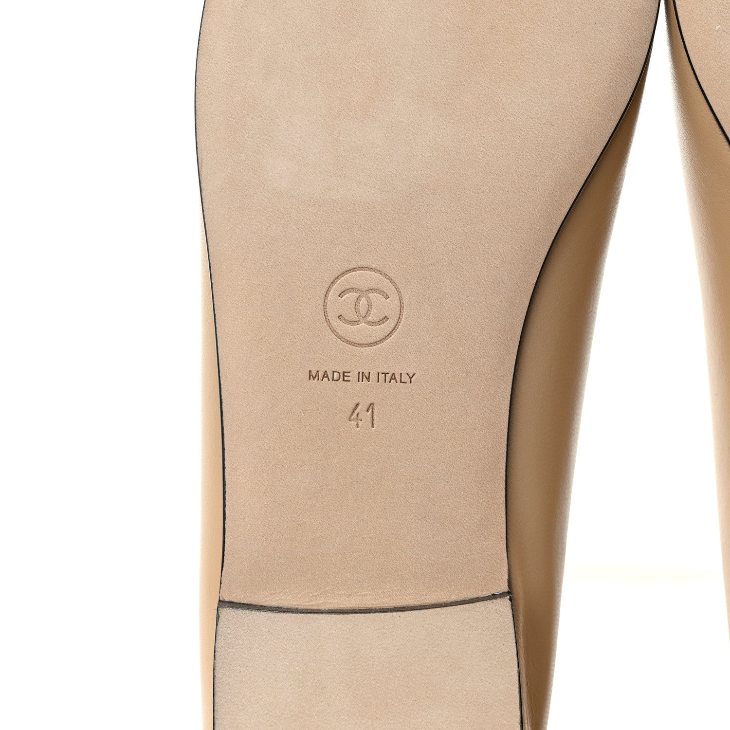 Chanel Lambskin Cap Toe CC Ballerina Flats 41 Beige Black 6 of 9
