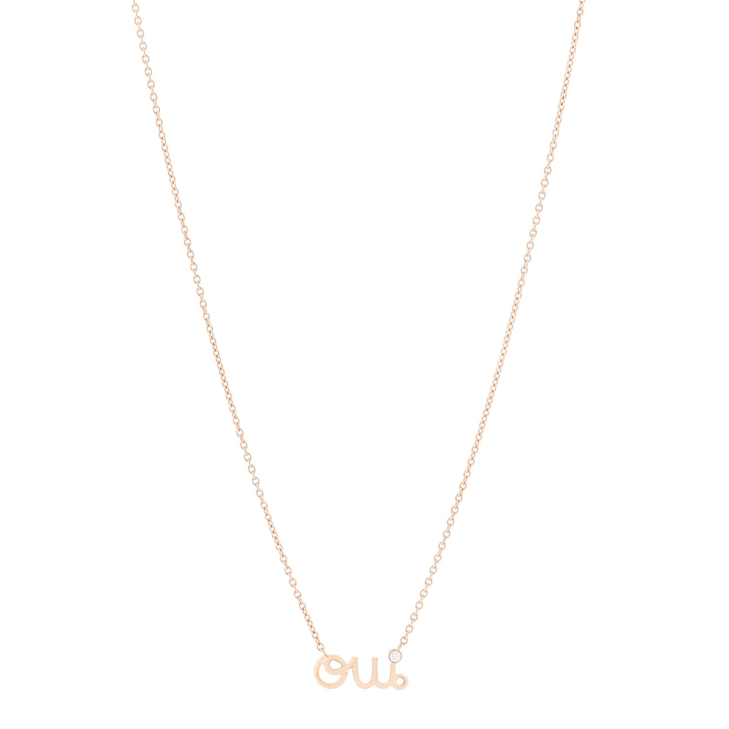 18K Rose Gold Diamond Oui Pendant Necklace