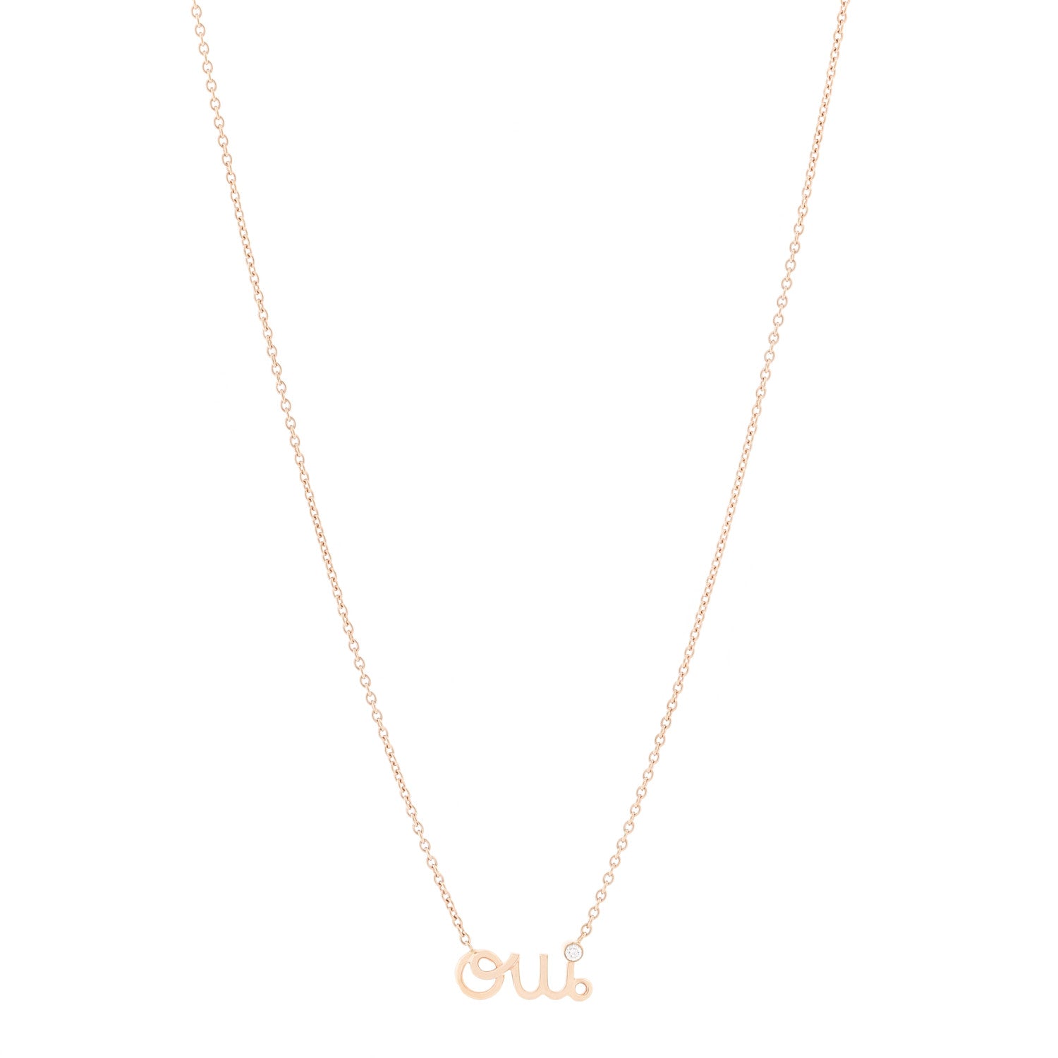 Christian Dior 18K Rose Gold Diamond Oui Pendant Necklace 1 of 6