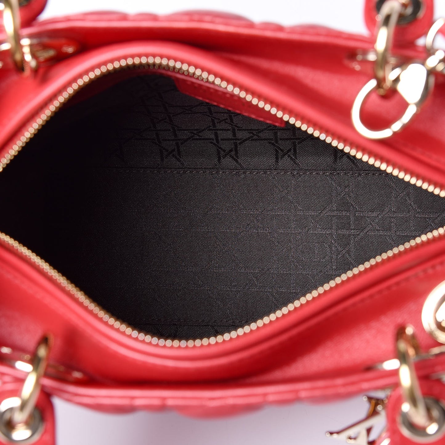 Lambskin Cannage Medium Lady Dior Red