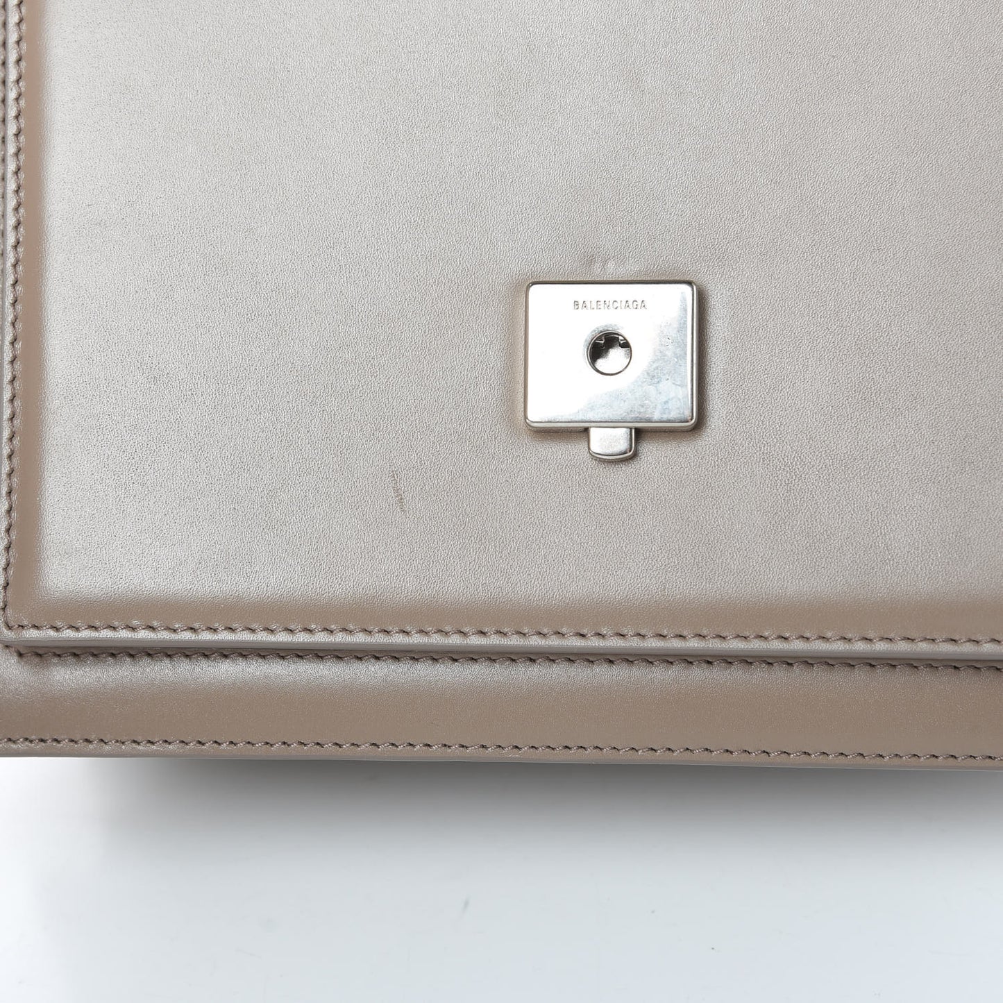 Box Calfskin Medium Sharp Top Handle Bag Mink Grey