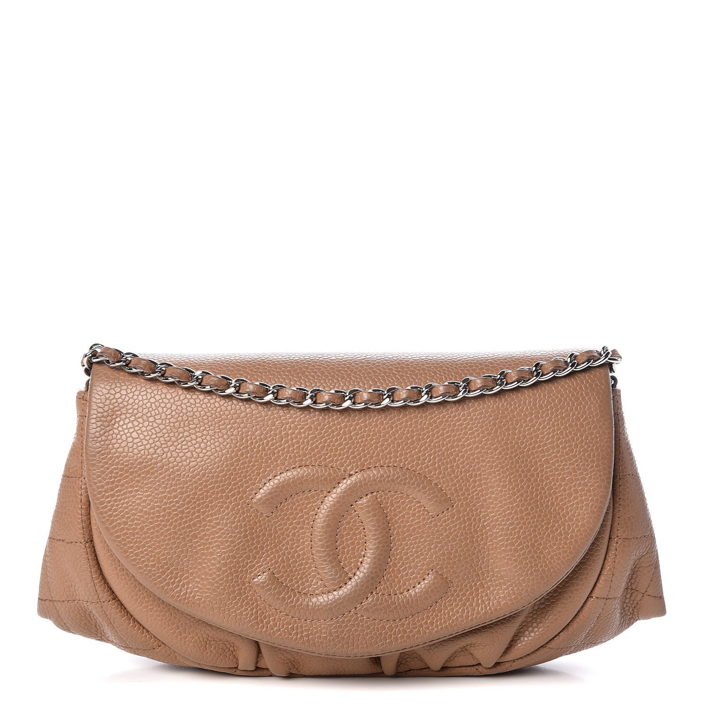 Caviar Half Moon Wallet On Chain WOC Dark Beige