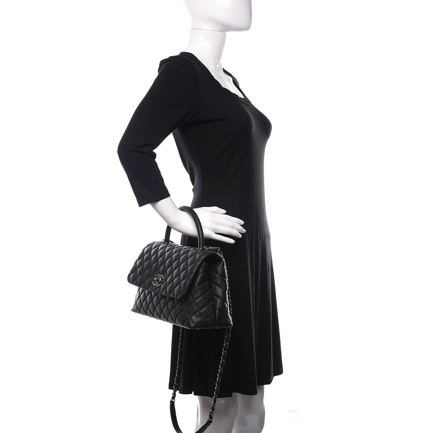 Chanel Caviar Quilted Small Coco Handle Flap Black 3 of 11