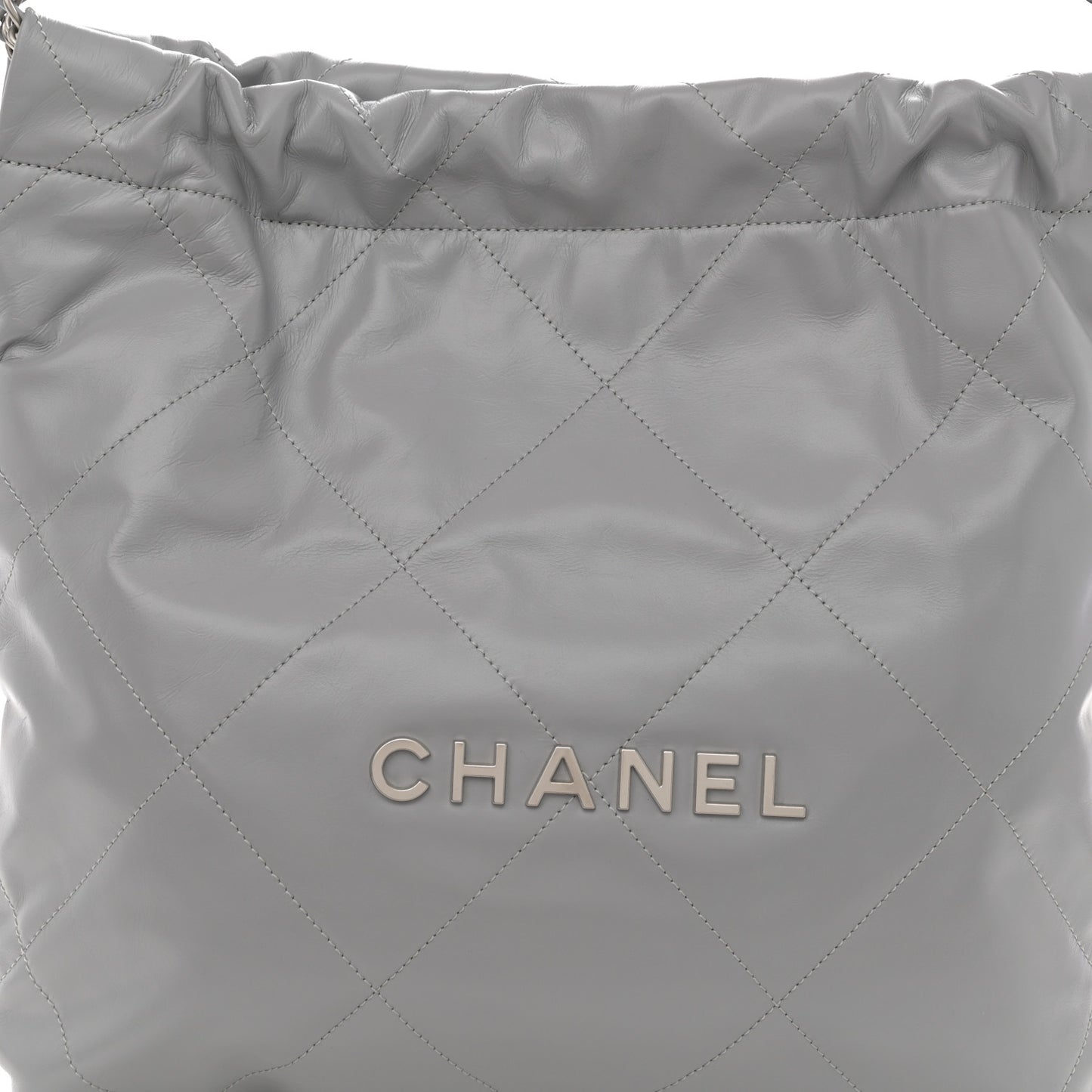 Shiny Calfskin Quilted Small Chanel 22 Grey