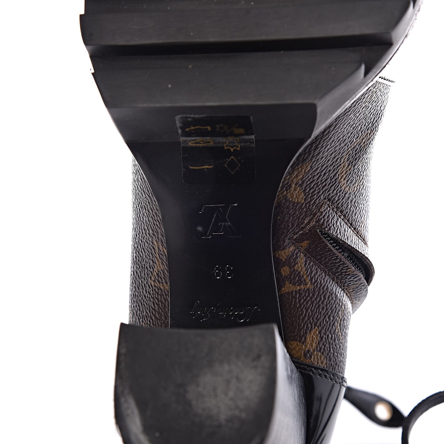 Patent Calfskin Monogram Star Trail Ankle Boots 39 Black