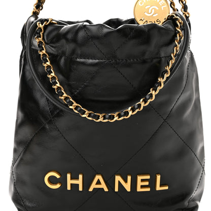 Chanel Shiny Calfskin Quilted Mini Chanel 22 Black 8 of 11