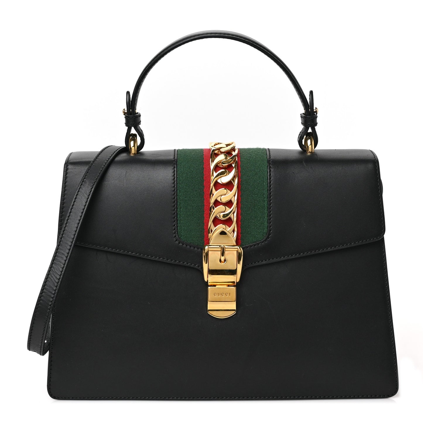 Calfskin Medium Sylvie Top Handle Bag Black