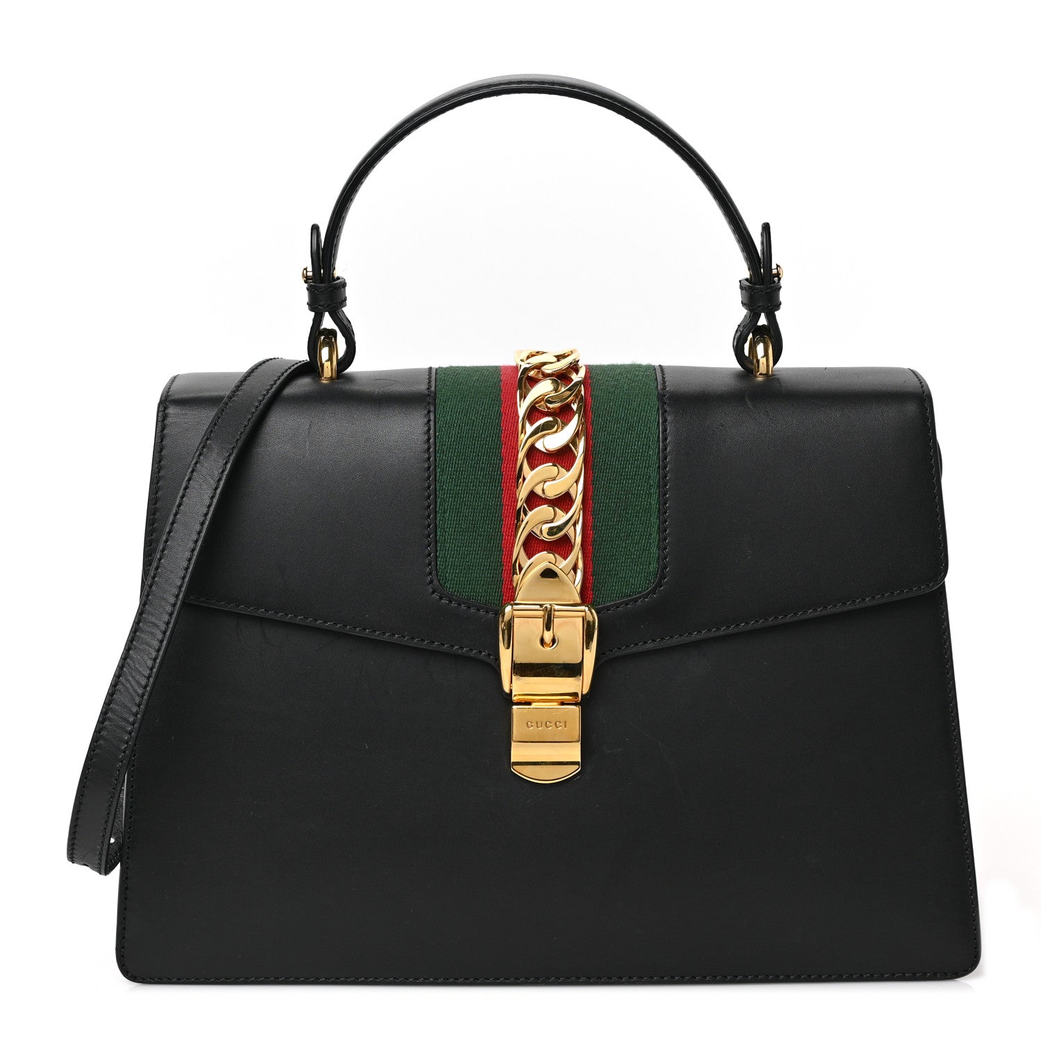 Gucci Calfskin Medium Sylvie Top Handle Bag Black 1 of 10