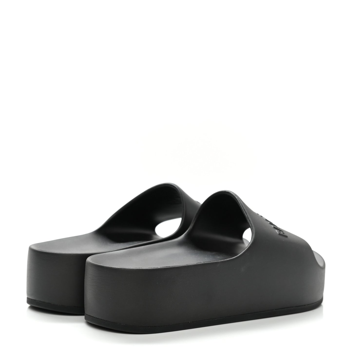 Rubber Chunky Slide Sandals 37 Black