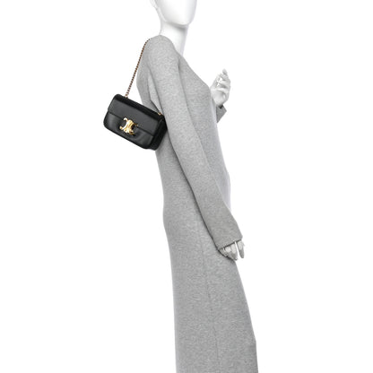 Celine Shiny Calfskin Triomphe Chain Shoulder Bag Black 2 of 11