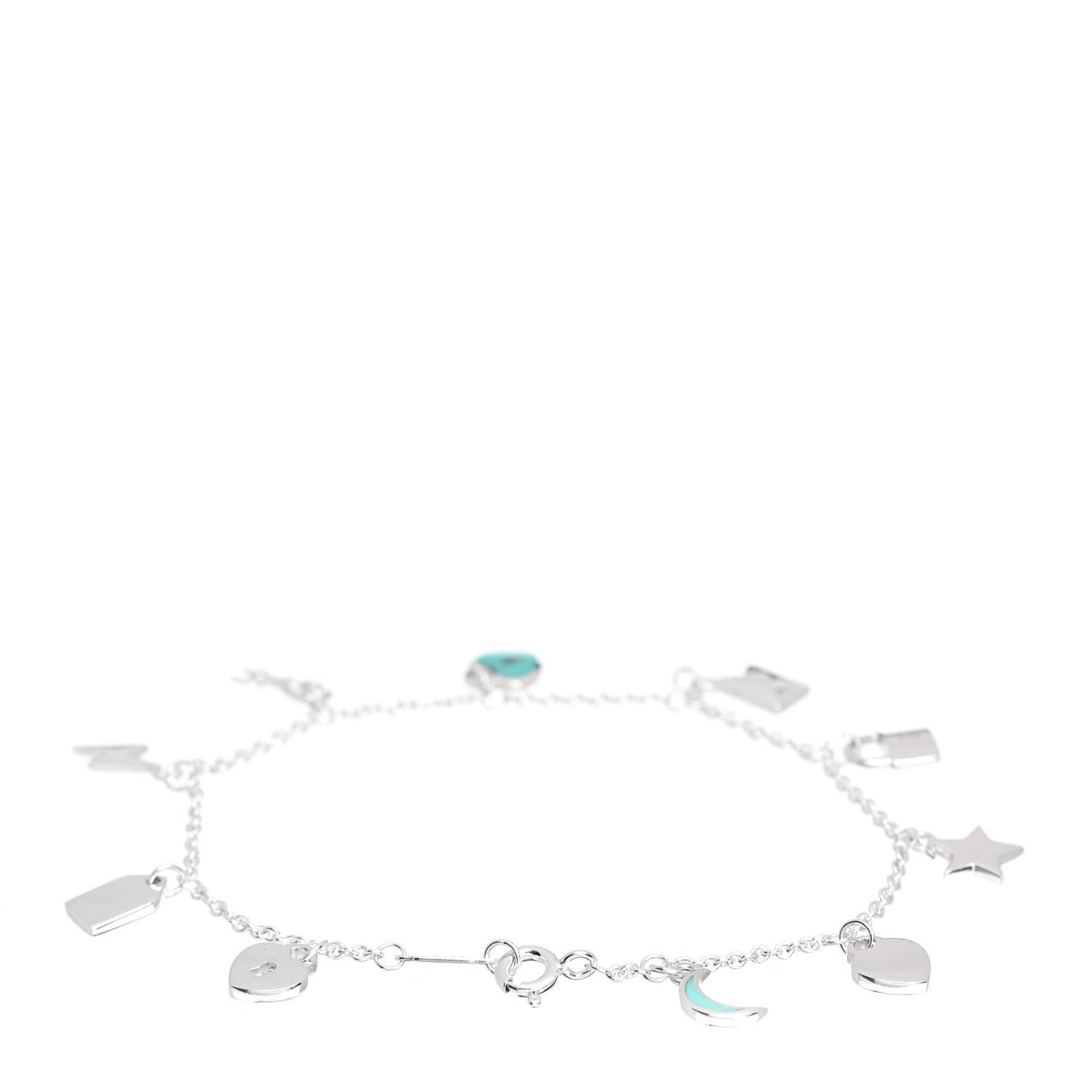 Sterling Silver Enamel Love Notes Charm Bracelet Blue
