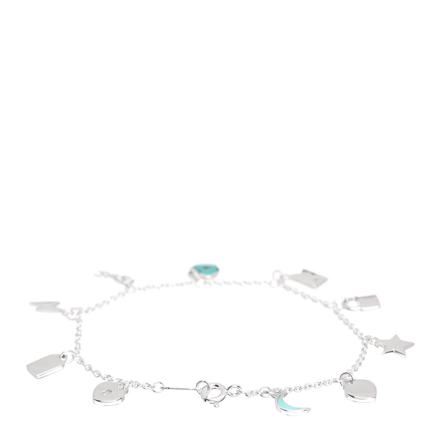 Tiffany Sterling Silver Enamel Love Notes Charm Bracelet Blue 3 of 4