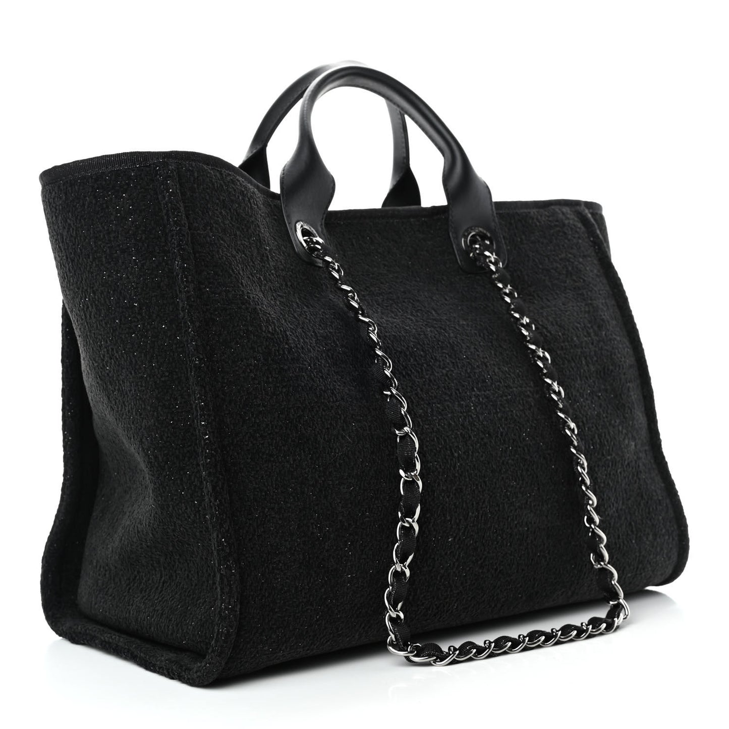 Lurex Boucle Medium Deauville Tote Black