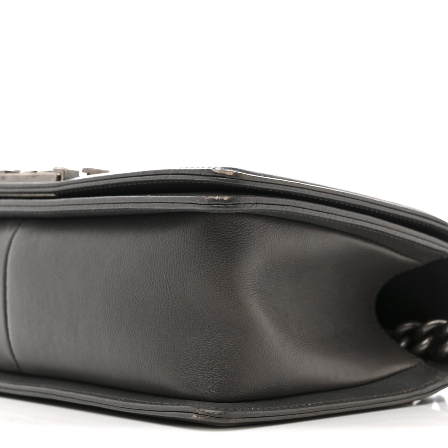 Calfskin Double Stitch Medium Boy Flap Grey