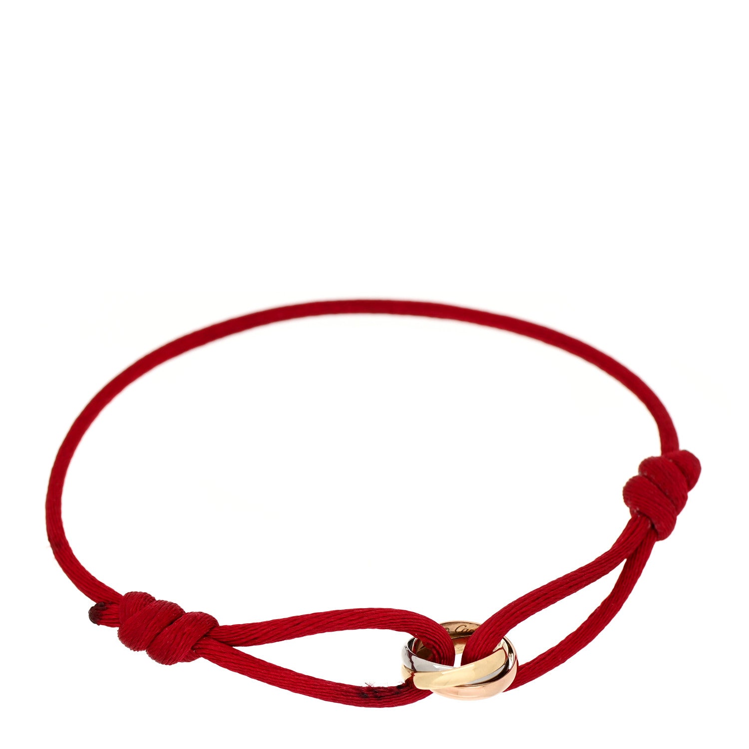 Cartier 18K Pink Yellow White Gold Trinity Cord Bracelet Red 1 of 7
